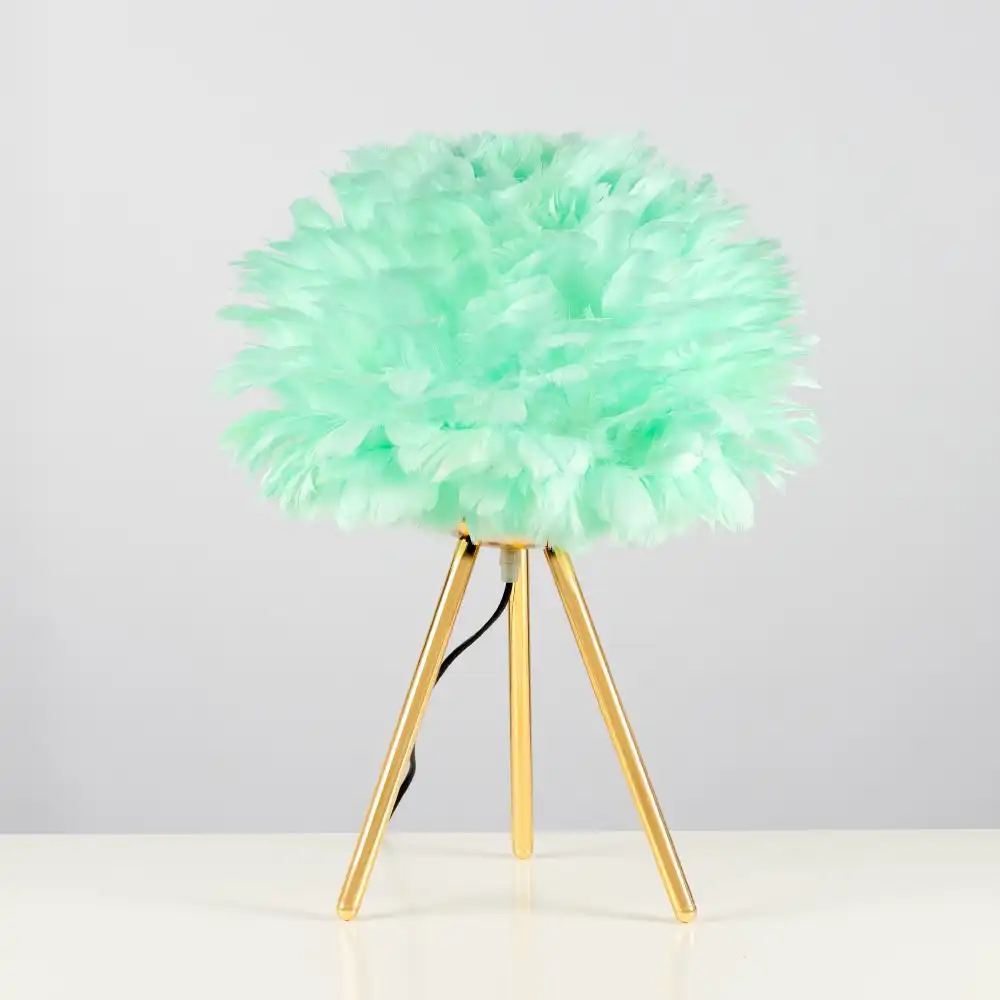 Mint Feather Tripod Table Lamp