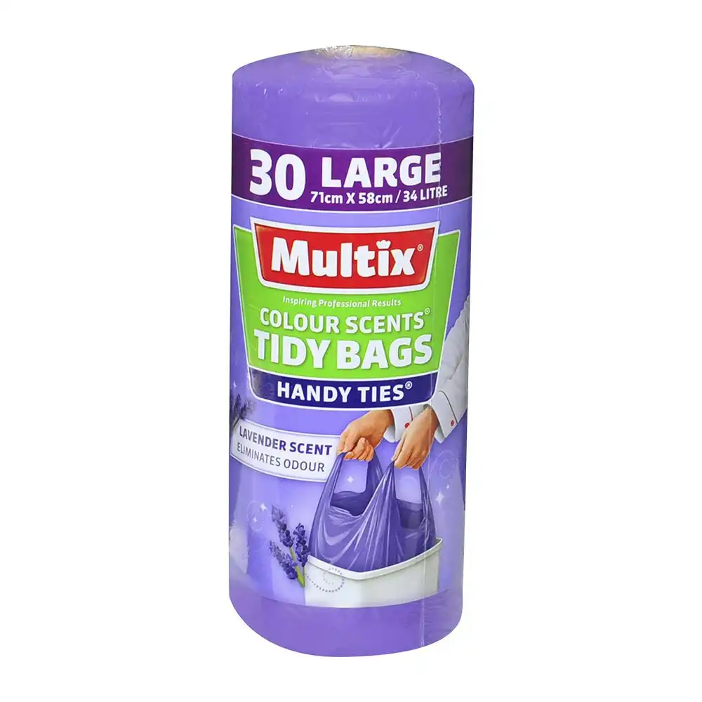 60x Multix Large 34L 71x58cm Lavender Scent Tidy Rubbish/Garbage/Trash Bags