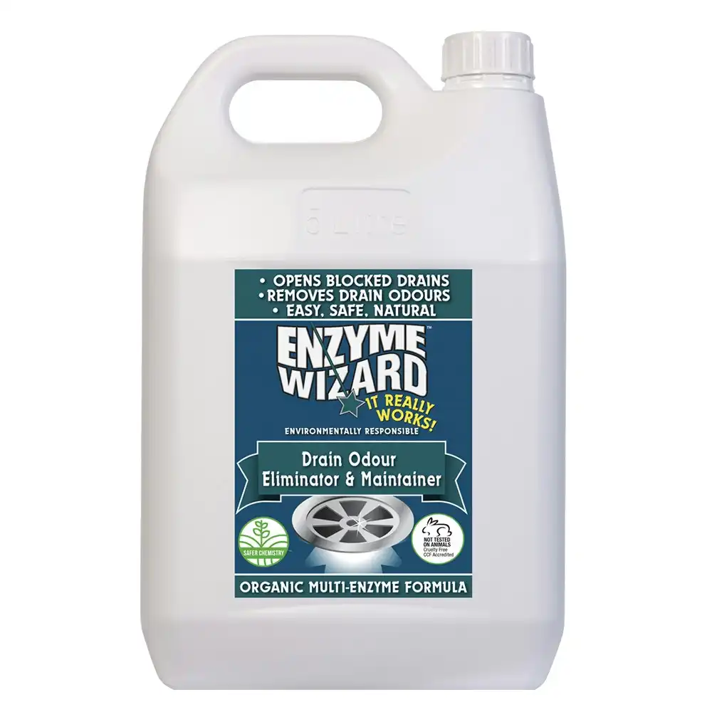 Enzyme Wizard 5L Sink/Shower/Urinal Drain Cleaner Odour Eliminator/Maintainer