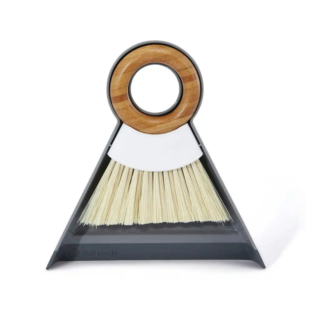 2pc Full Circle Tiny Team 17.5cm Mini Brush & Dustpan Cleaner/Sweeper Set Grey