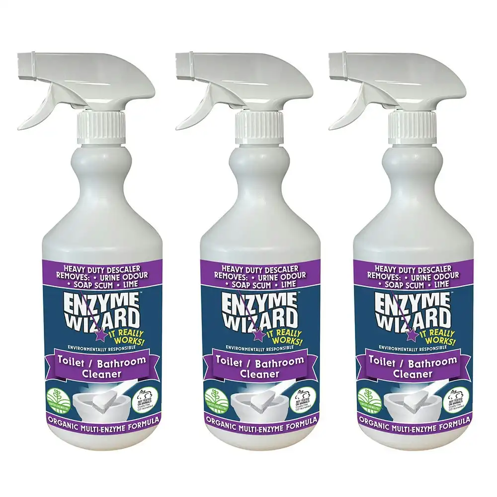 3PK Enzyme Wizard Organic Toilet Urine Odour/Soap Scum Cleaner 750ml Spray