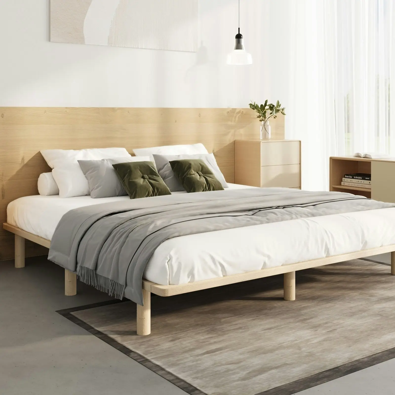 Oikiture Bed Frame King Size Wooden Bed Base Platform Timber Kamprads Oikos 1943 Lasoo