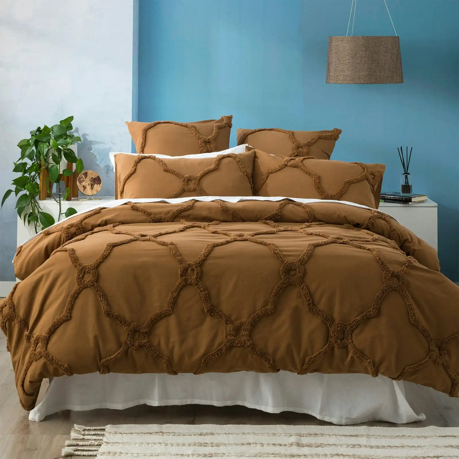 Moroccan 100% Wood Cotton Chenille Vintage washed Tufted Quilt cover set by Renee Taylor