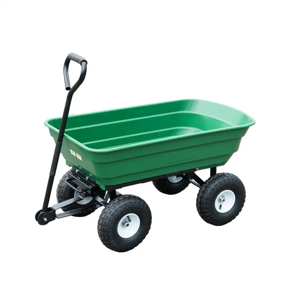 HortiKraft Heavy Duty Garden Dump Cart Wagon Hand Trailer Trolley 270kg Capacity