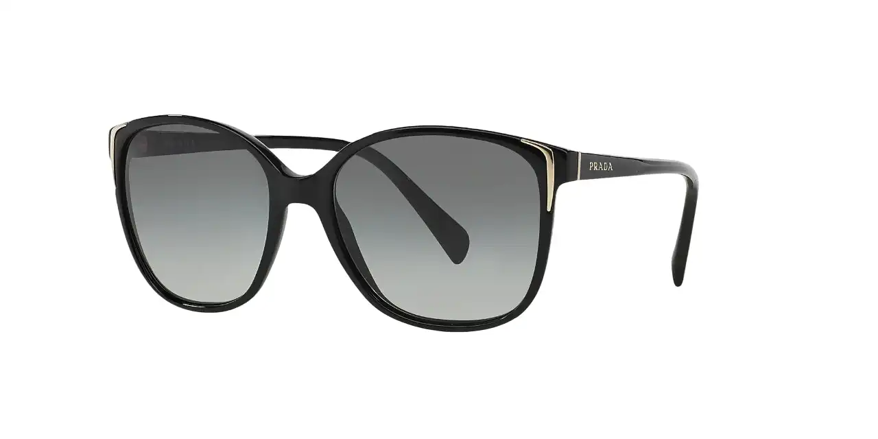 Womens Prada Sunglasses Spr 01Os 1Ab-5W1 Black/Grey Shaded Polarized Sunnies