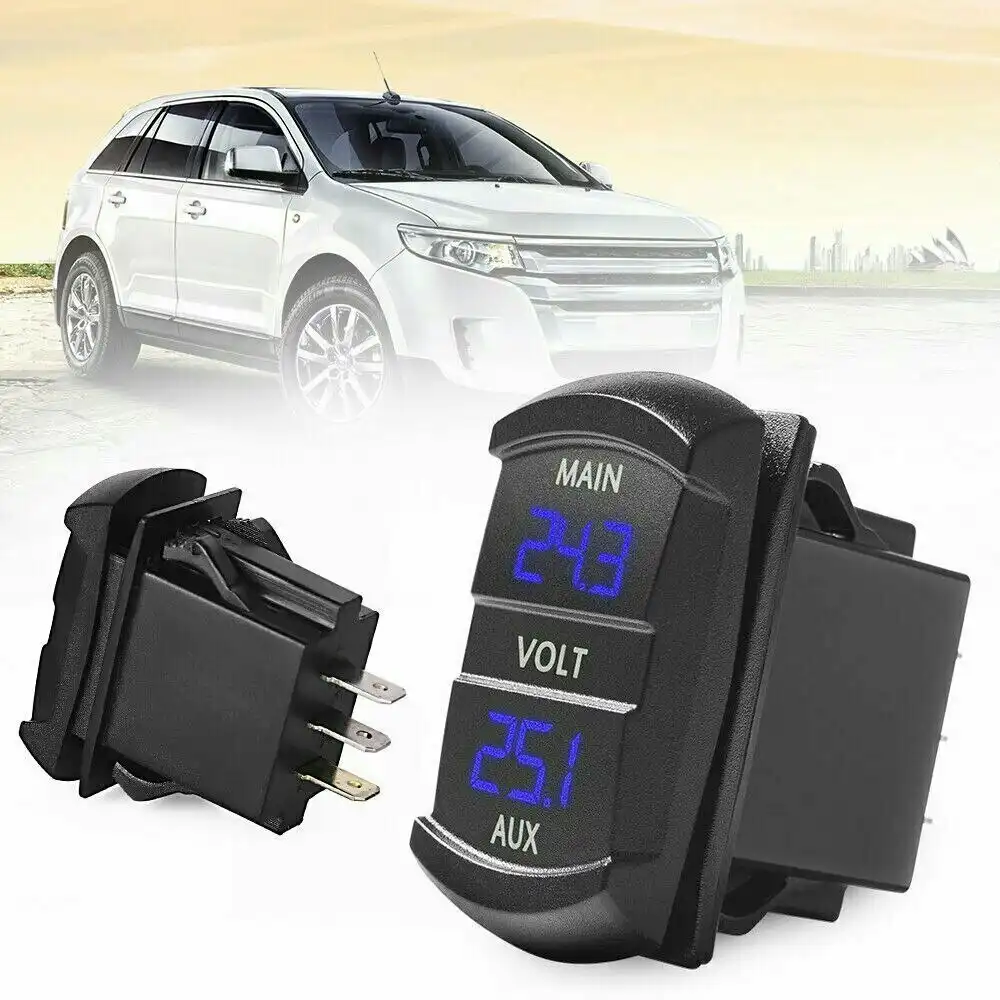 12V Volt meter Dual Battery Monitor LED Digital Car Boat Voltage Marine Gauge