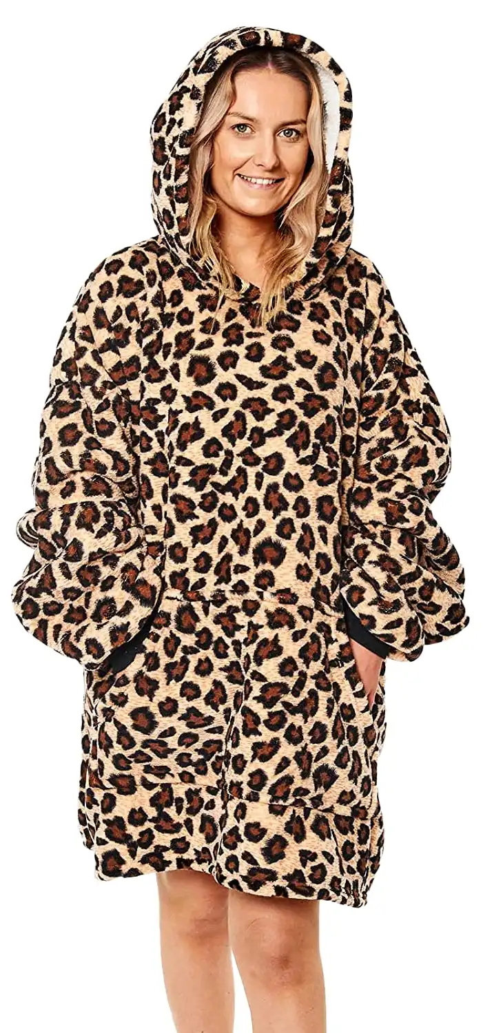 Hotto Premium Oversized Cuddle Hoodie Leopard Skin