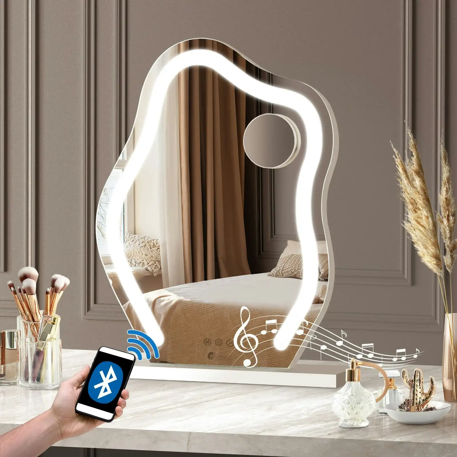 Oikiture Bluetooth Hollywood Makeup Mirror LED Light 45x58cm Vanity Mirrors