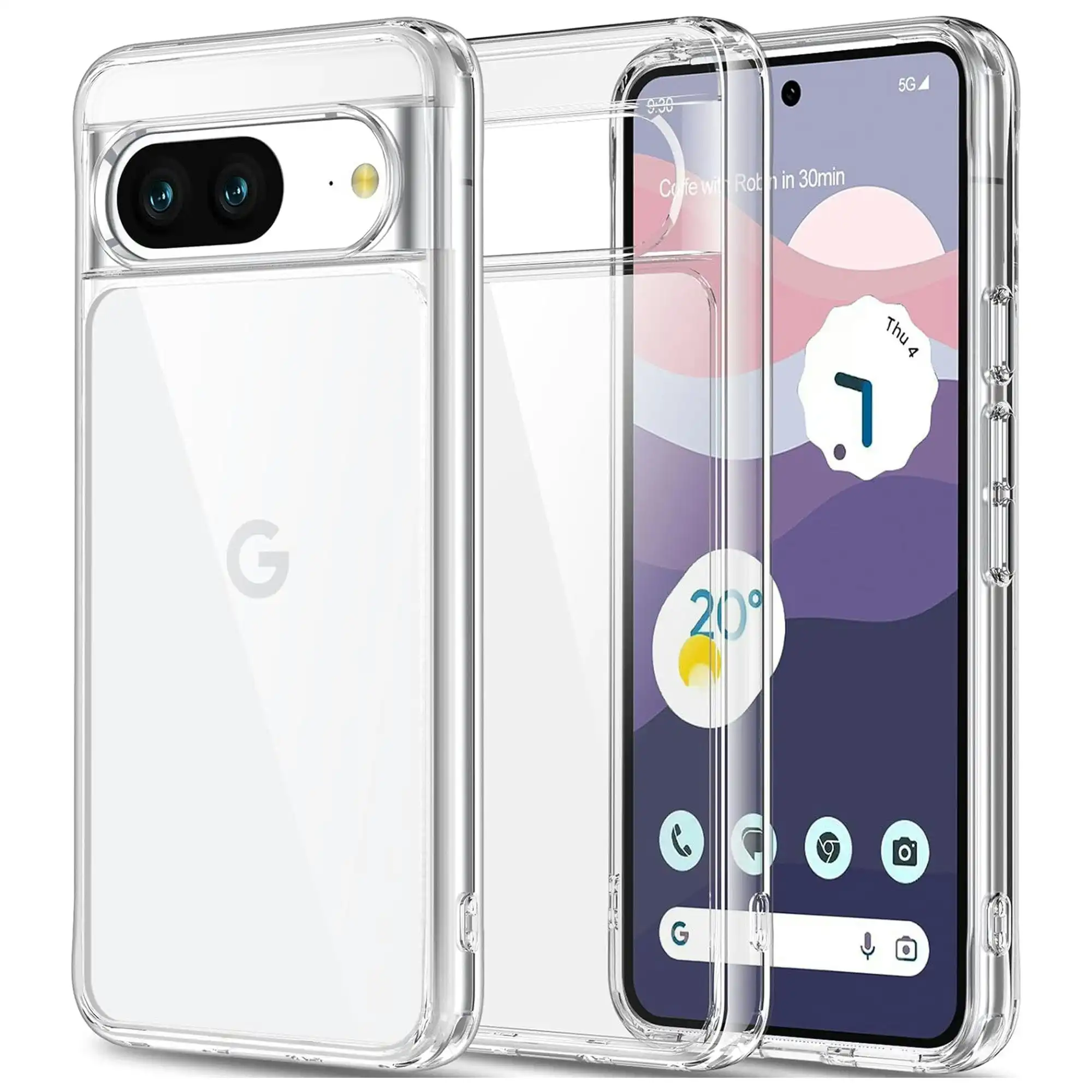 MEZON Google Pixel 8 (6.2") Ultra Slim Premium Crystal Clear TPU Gel Back Case – Wireless Charging Compatible