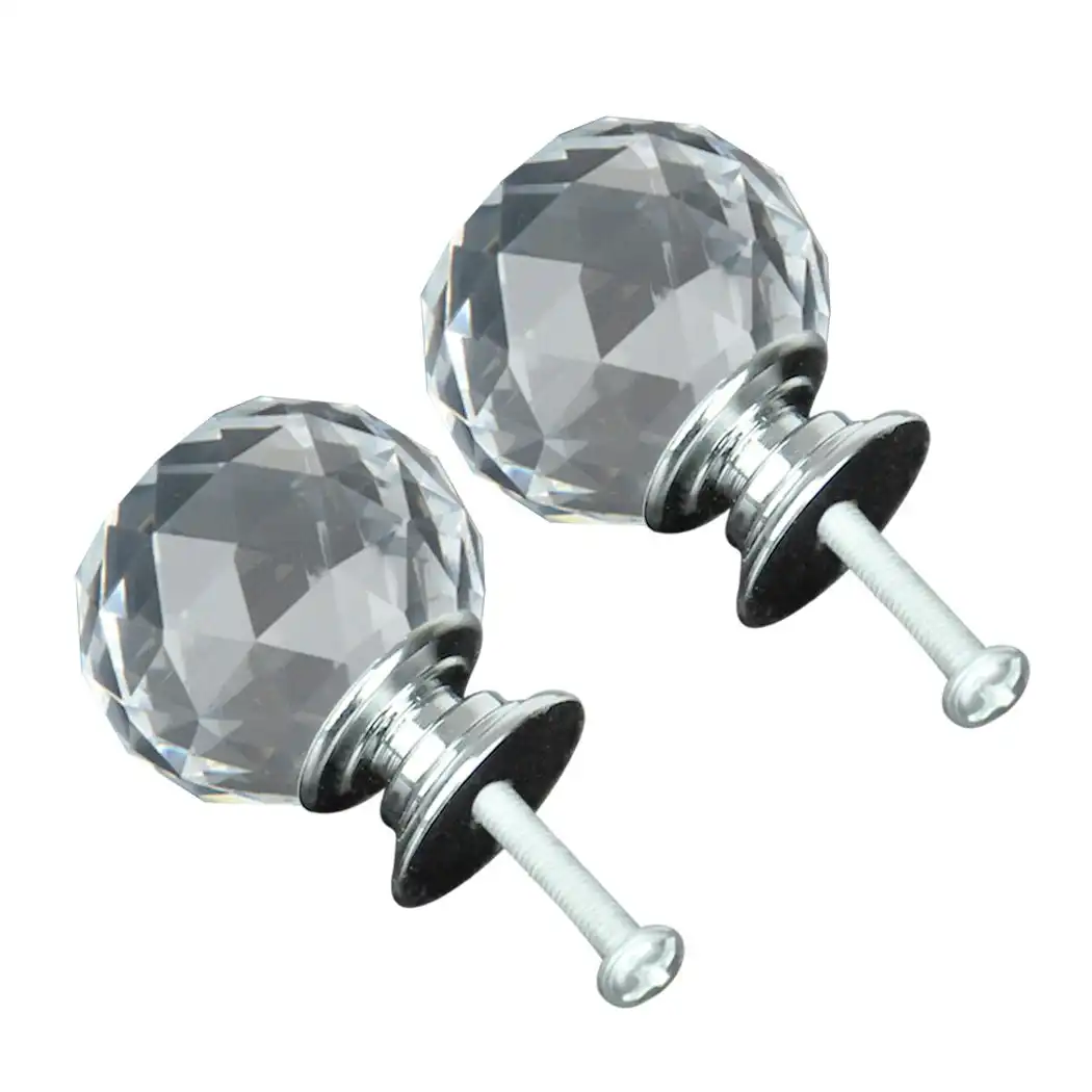 Traderight Group  30mm 10Pack Clear Crystal Glass Door Pull Knobs Knob Drawer Handle Cabinet +Screw