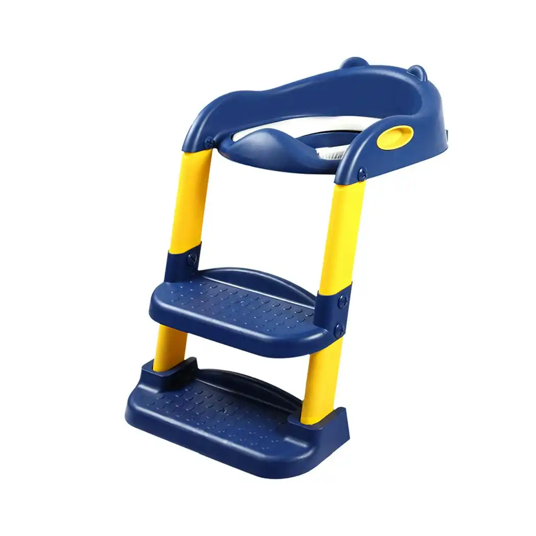 BoPeep Kids Toilet Ladder Toddler Training Step Stool Soft Seat Non Slip Blue