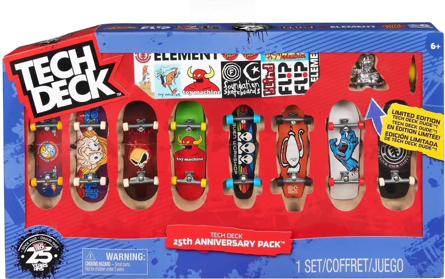 Tech Deck - 25th Anniversary 8-pack Fingerboards With Exclusive Figure Collectible And Customizable Mini Skateboards - Spin Master