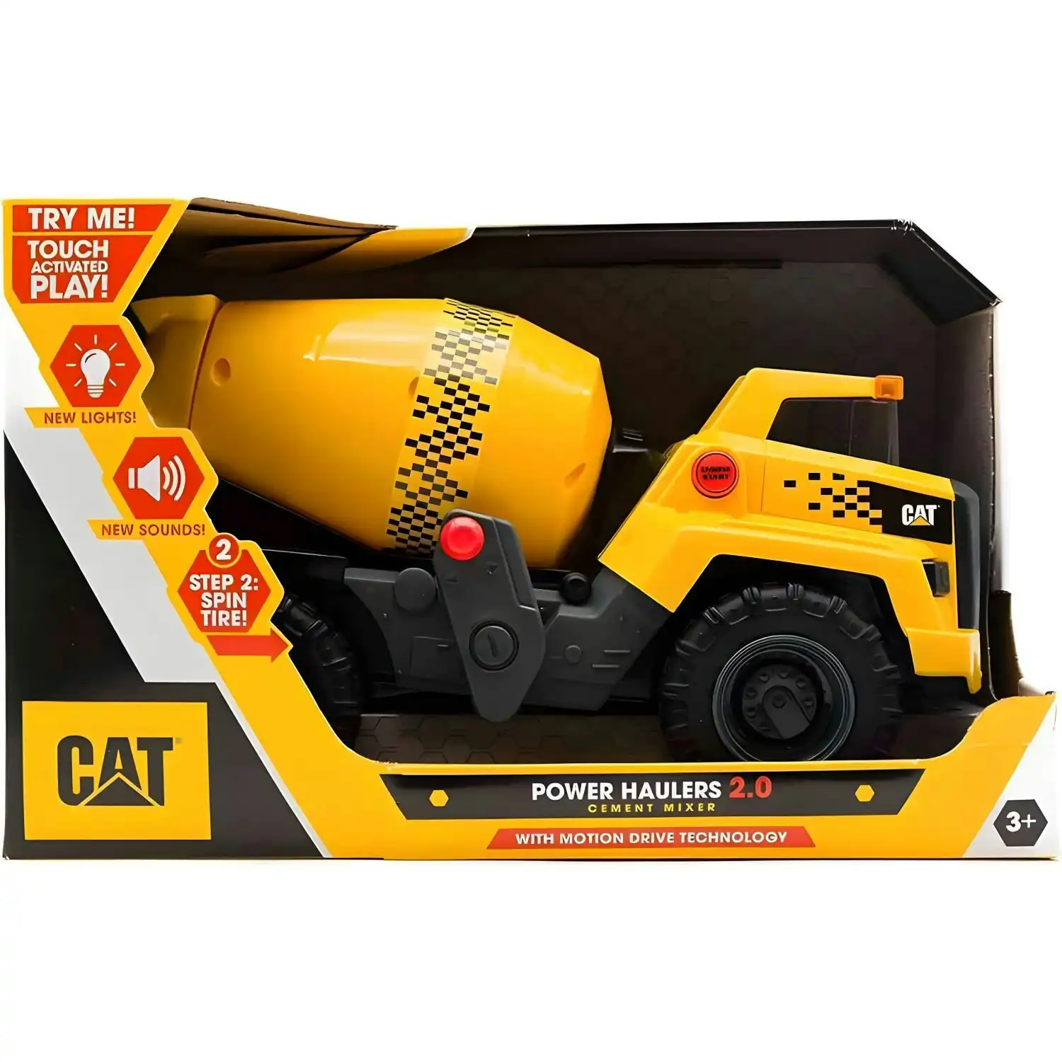 Cat - Power Haulers 2.0 Cement Mixer 12-inch With Motion Drive Technology Lights & Sounds