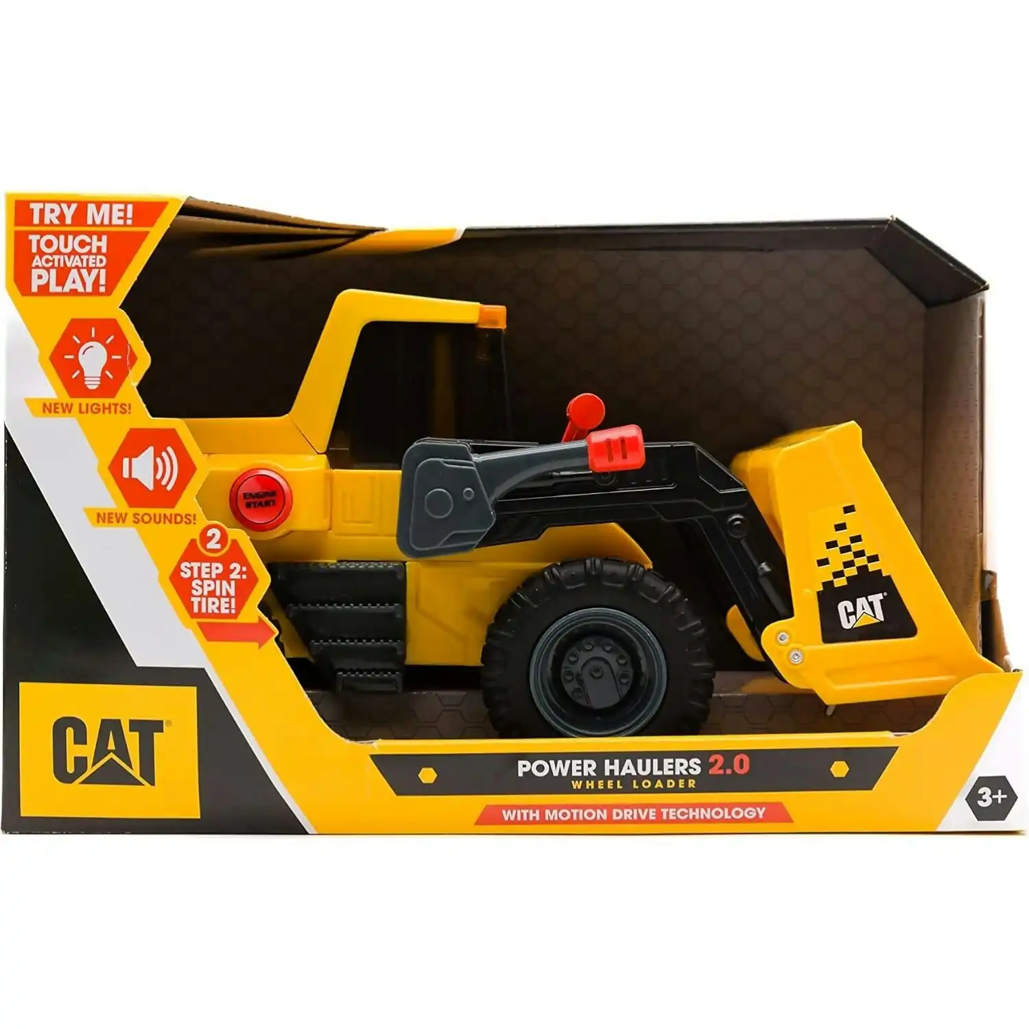Cat - Power Haulers 2.0 Wheel Loader 12-inch With Motion Drive Technology Lights And Sounds