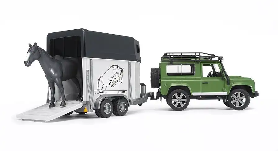 Bruder - Land Rover Defender With Horse Trailer - Bruder Leisure Time