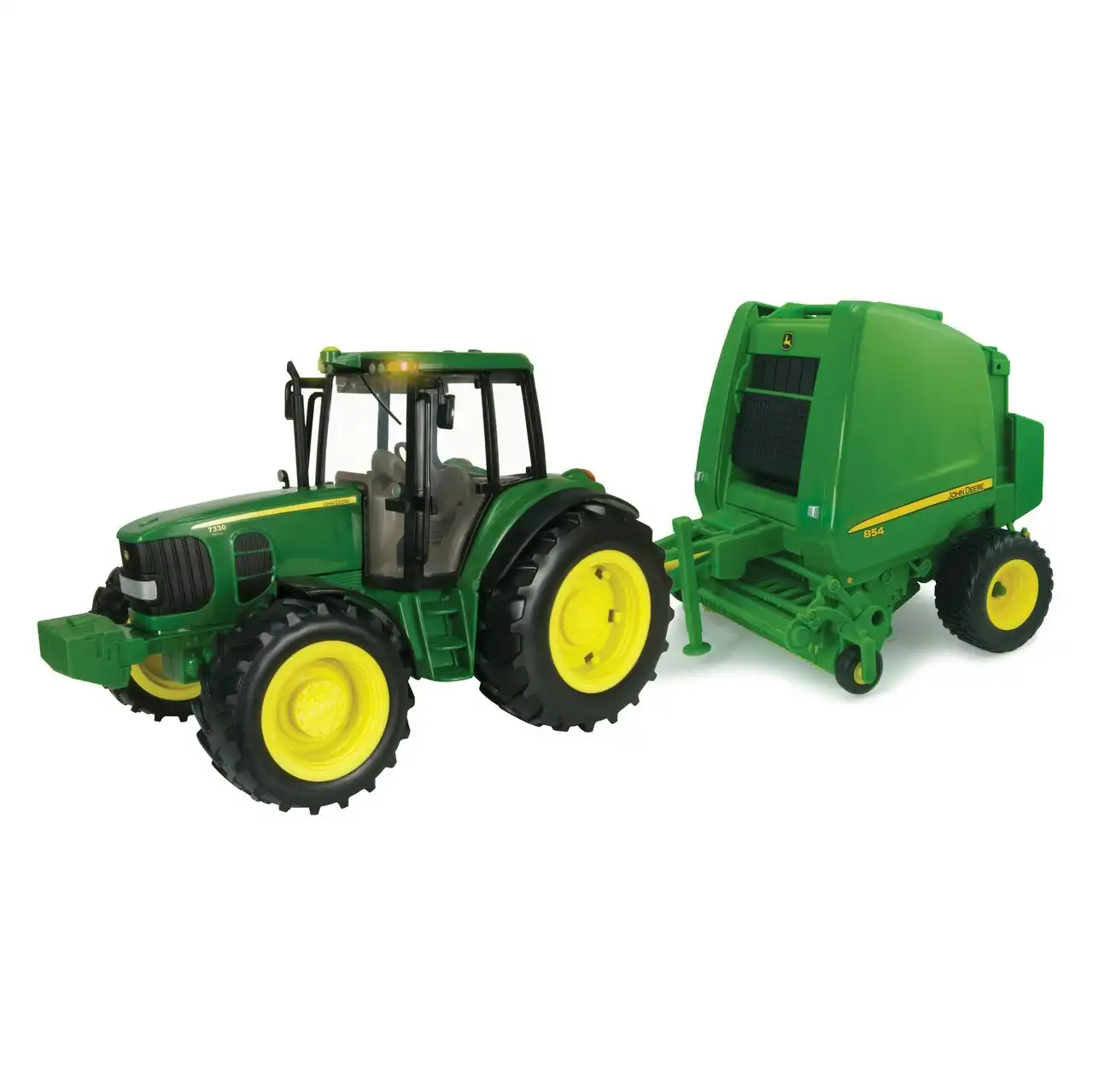 John Deere - Tomy 7330 Tractor with Lights & Sounds and Round Baler 1:16