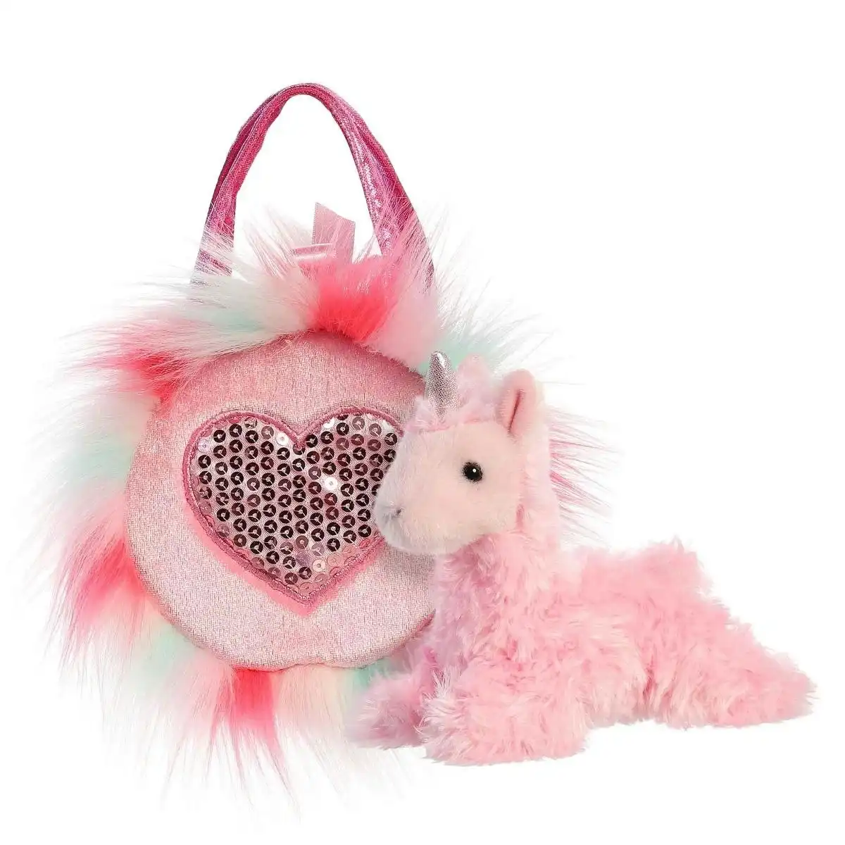 Cotton Candy -  Fancy Pals Unicorn In Pink Fluffy Heart Bag