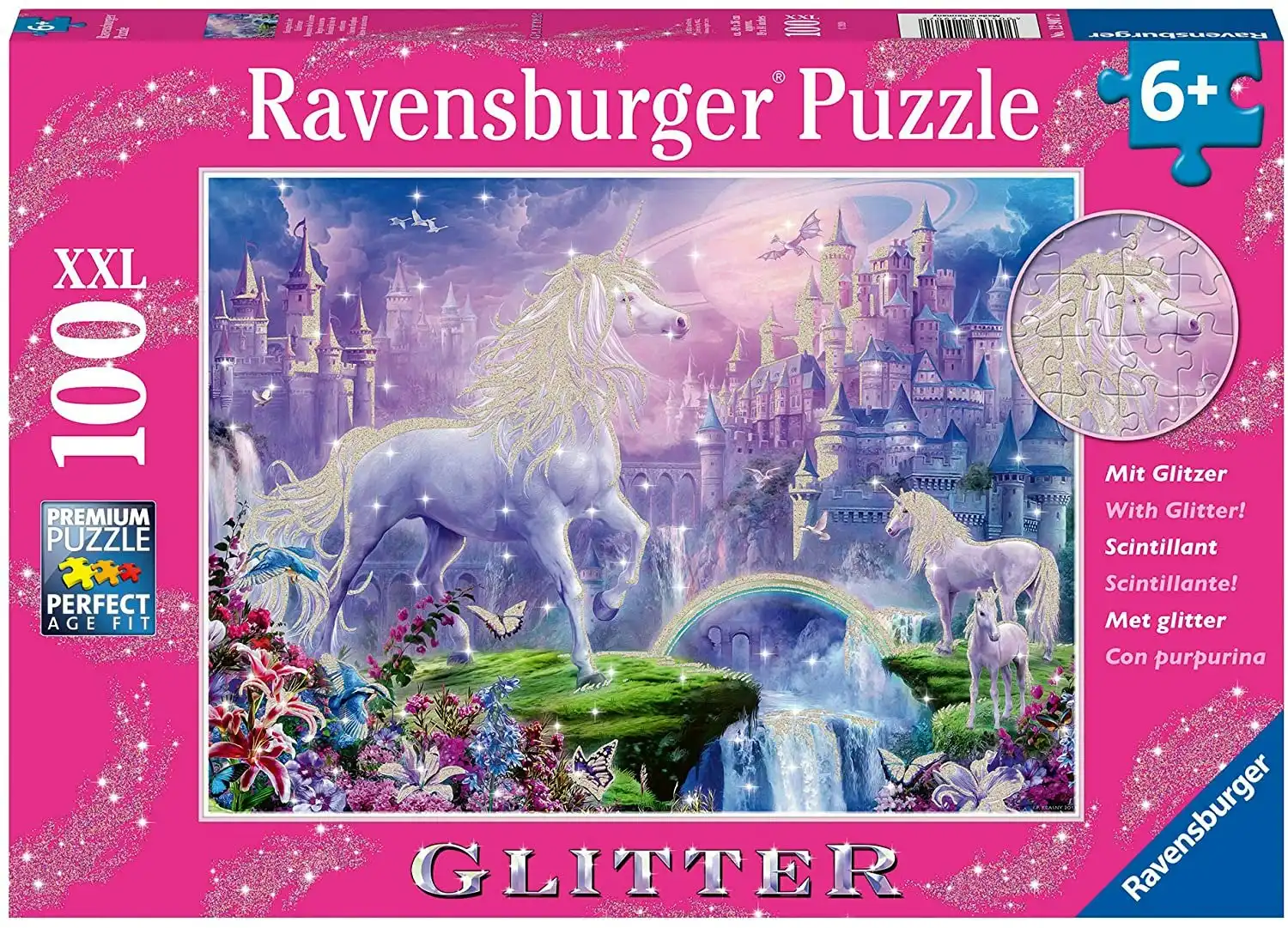 Ravensburger - Unicorn Kingdom 100 Pieces Glitter Jigsaw Puzzle