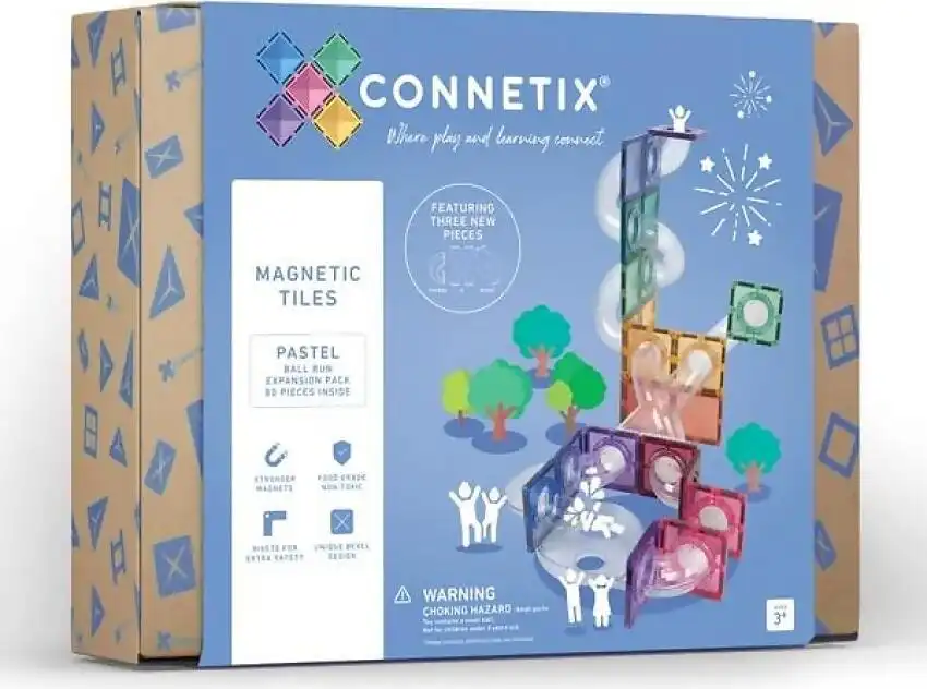 Connetix - Magnetic Tiles Pastel Ball Run Expansion Pack 80pc