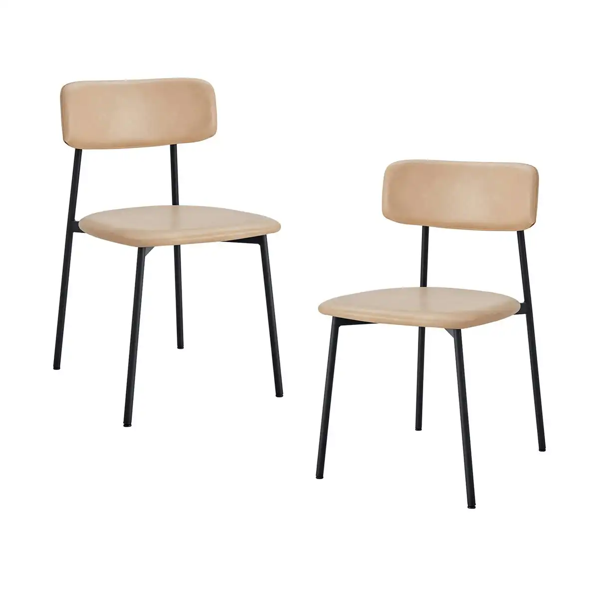 Bailey Leatherette Dining Chair (Set of 2, Black, Beige)