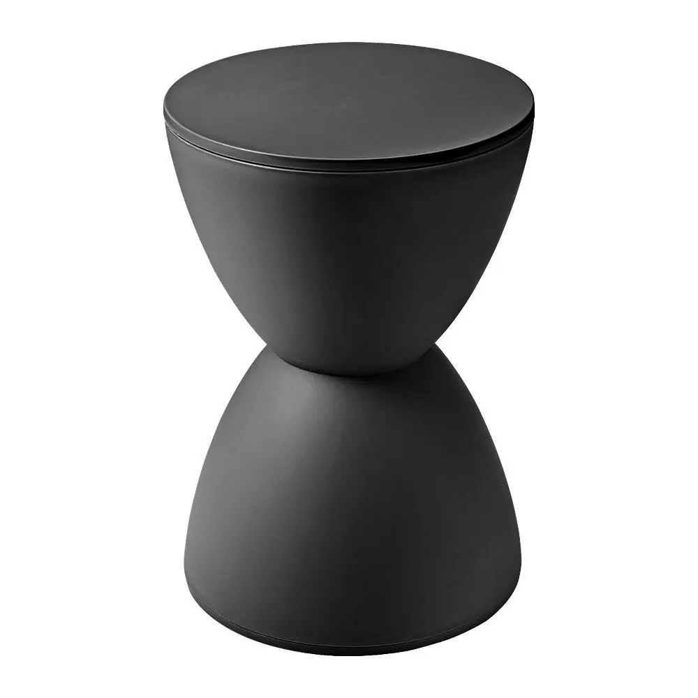 Furb Round Side Table Modern Hourglass Stool Round Stools Black
