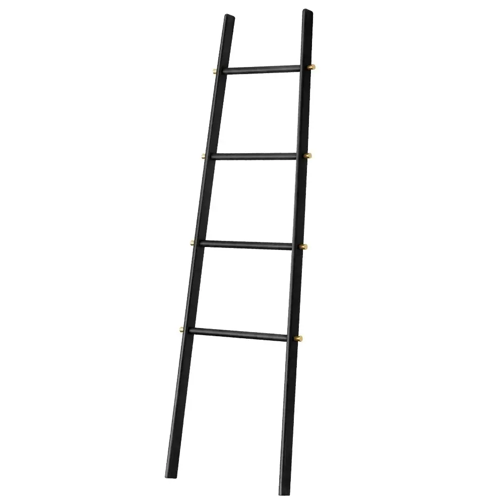 Furb 4-Tier Rubber Wood Freestanding Rack Towel Ladder Blanket