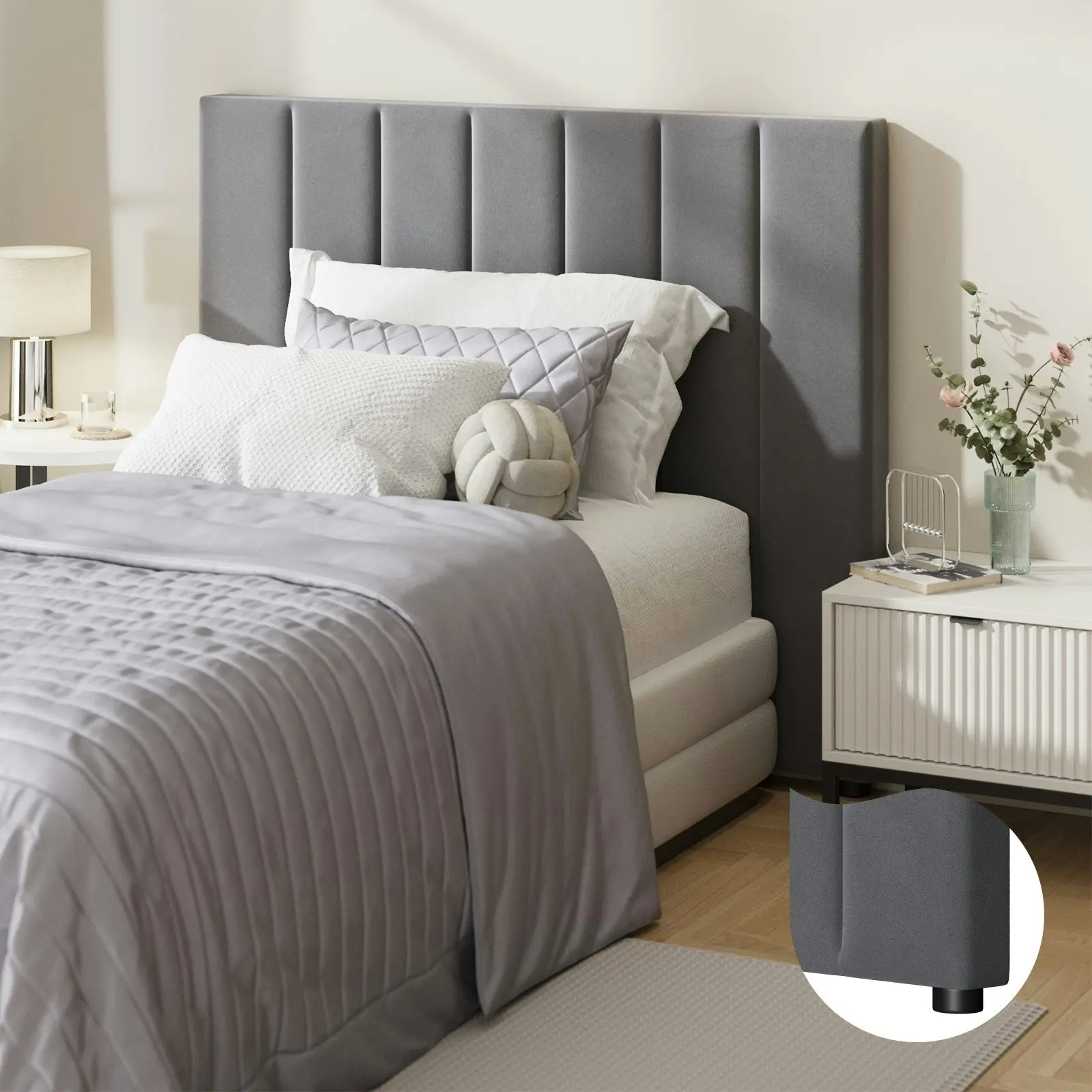 Bedhead 2本セット HOOBRO King Size Headboard, Headboard with 2 Outlets and 4