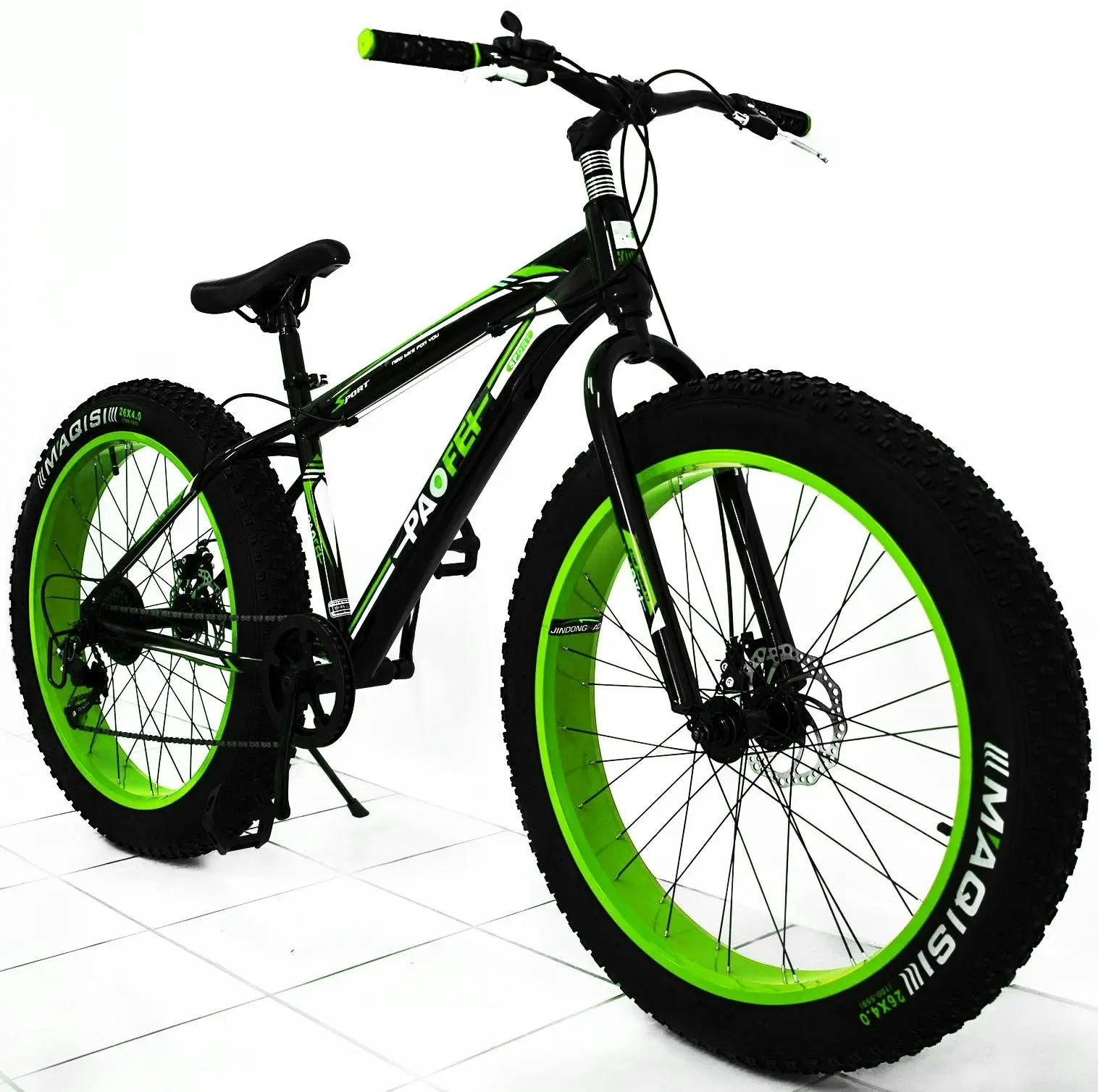 Large Tire Heavy Duty Fat Wheel Mountain Bike Premium Green Black Bicycle Zoha Interiors Lasoo