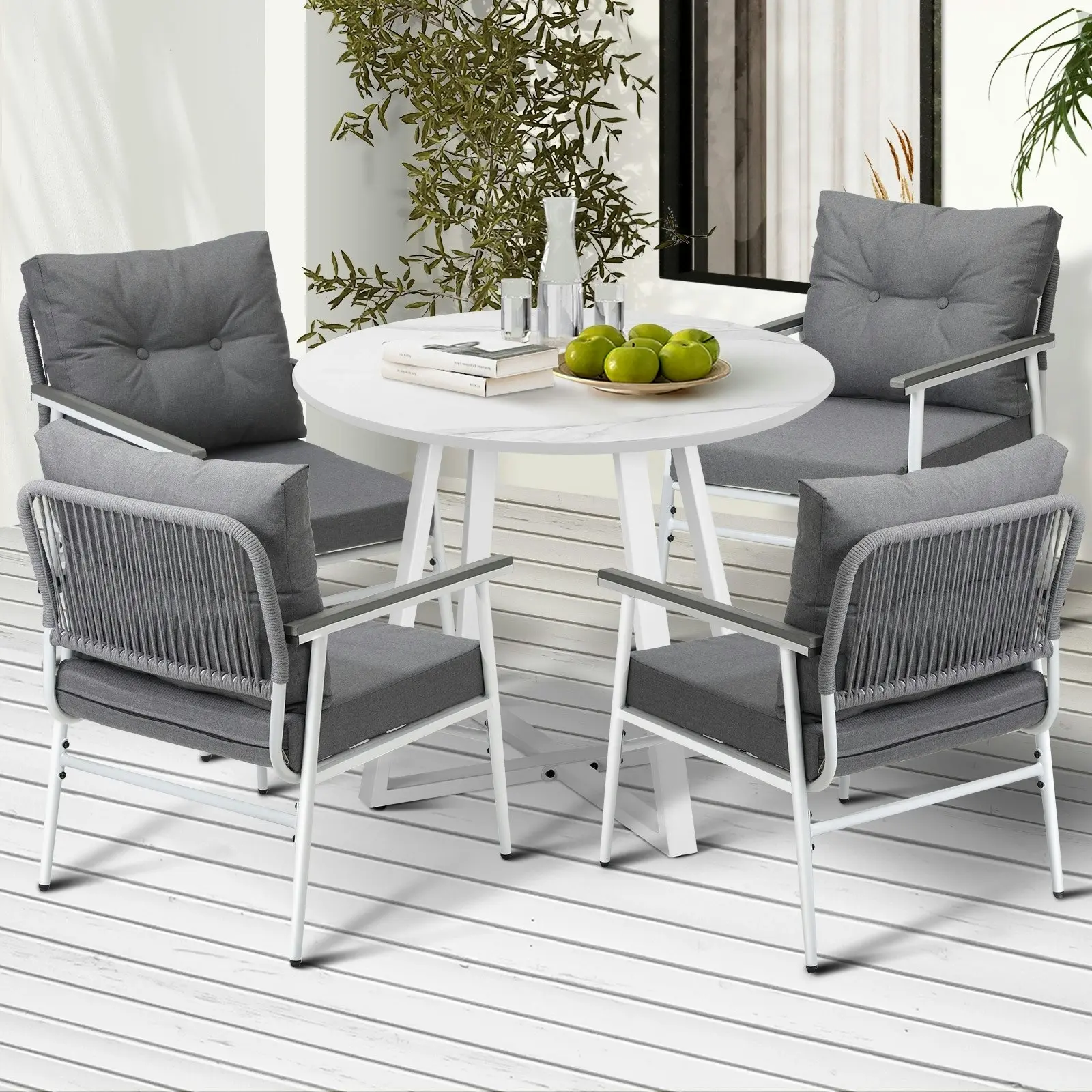 Livsip Outdoor Dining Setting Patio Furniture Set Seater Round