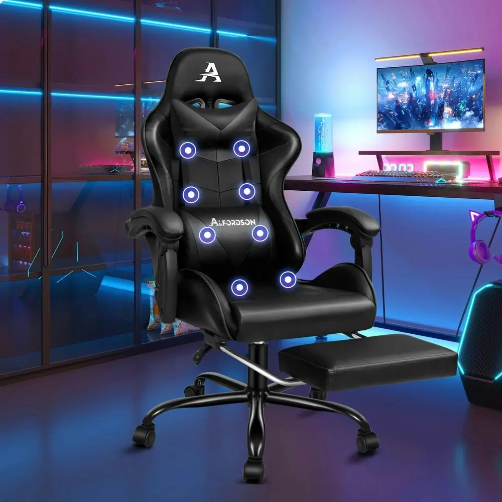 Alfordson Gaming Chair Office Massage Computer Racing Seat PU