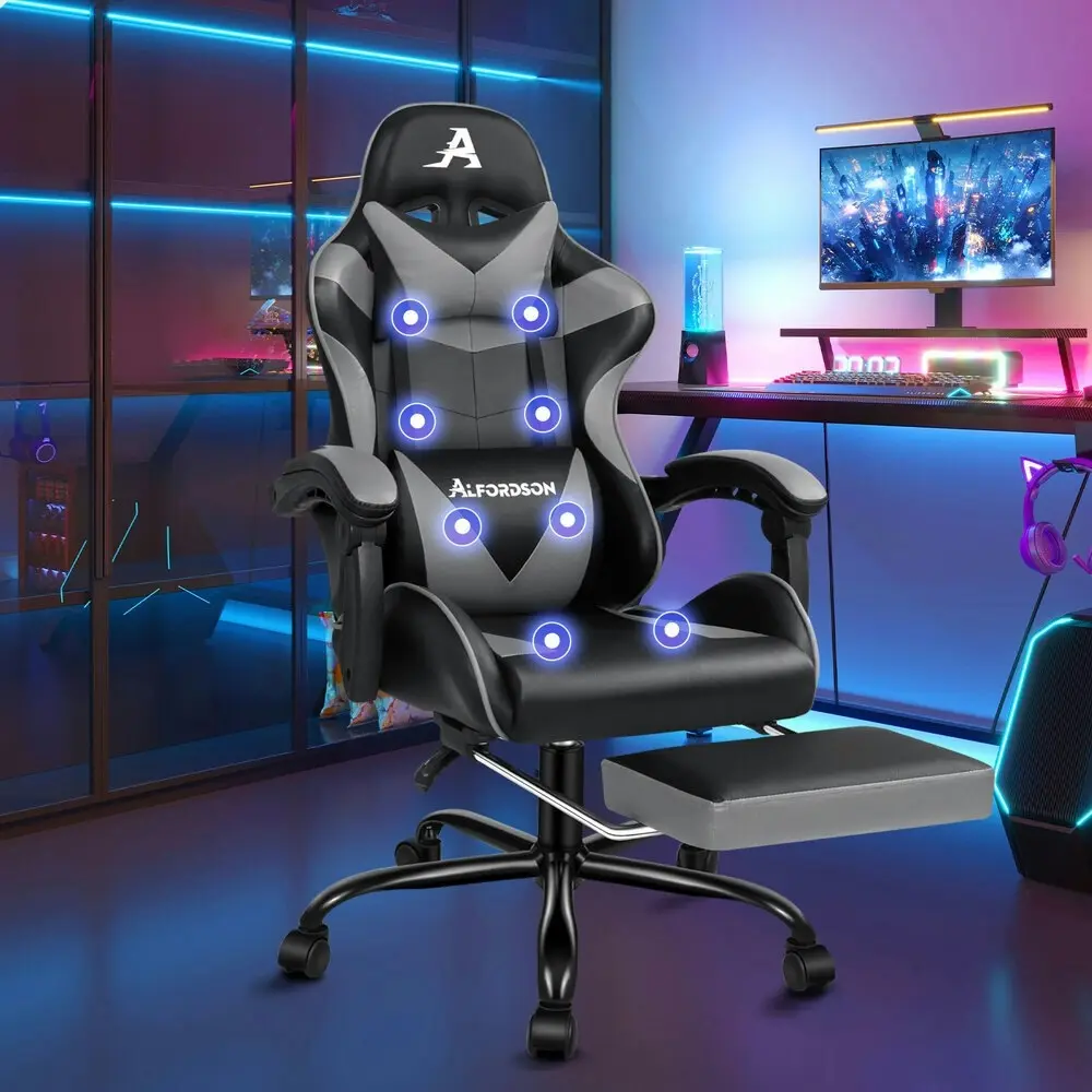 Alfordson Gaming Chair Office Massage Computer Racing Seat PU