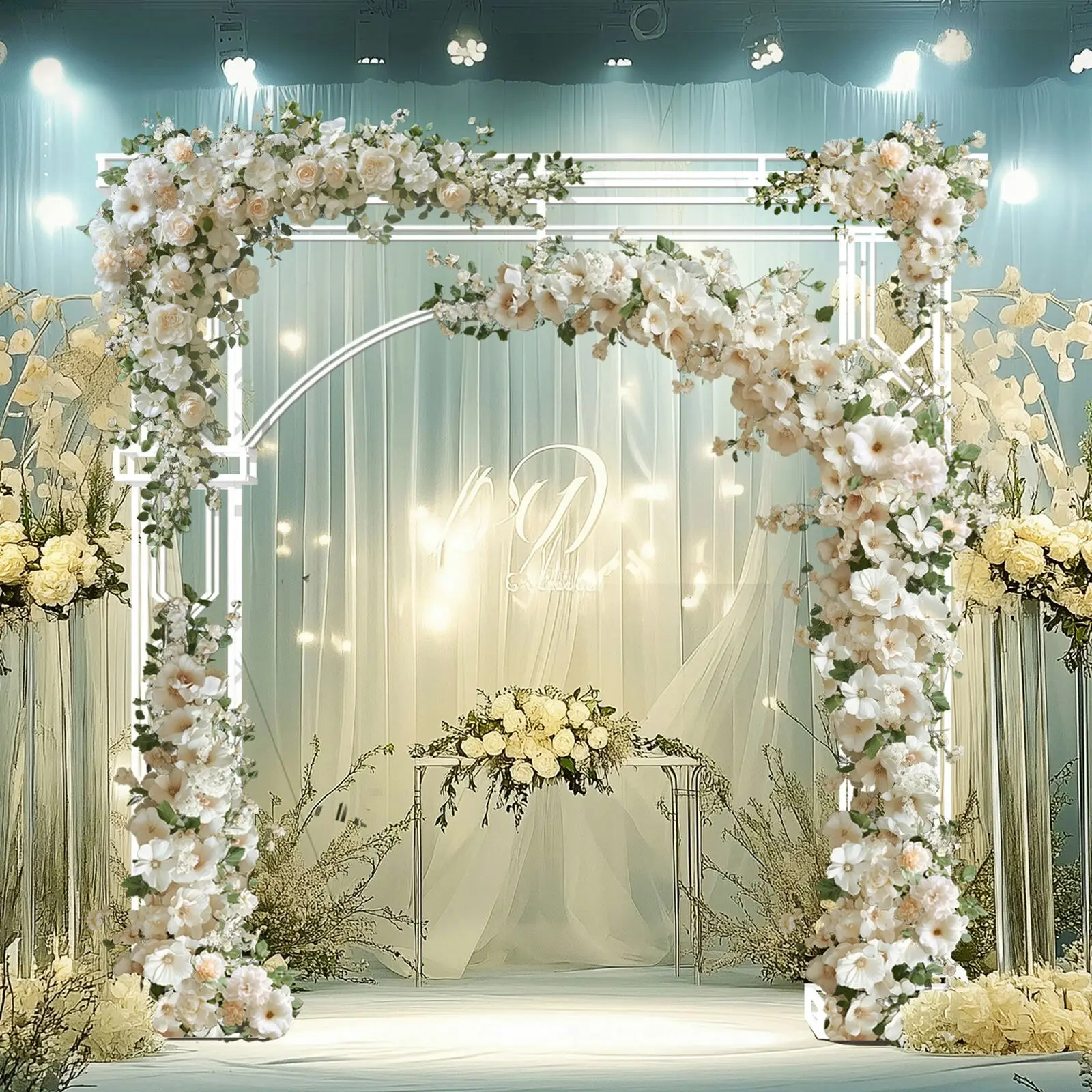 Fin Extra Large Luxurious Wedding Arch Backdrop Stand Chuppa Heavy