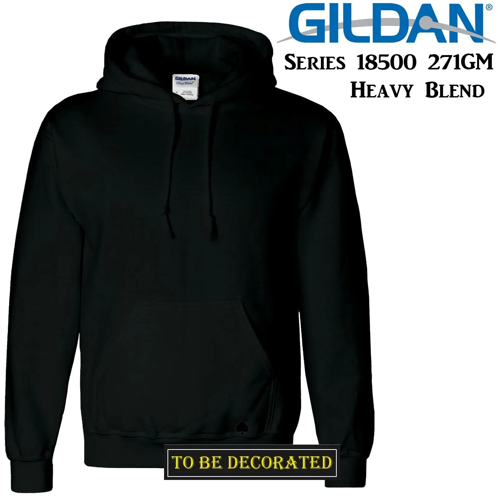 Gildan Black Hoodie Heavy Blend Basic Hooded Sweat Sweater Big