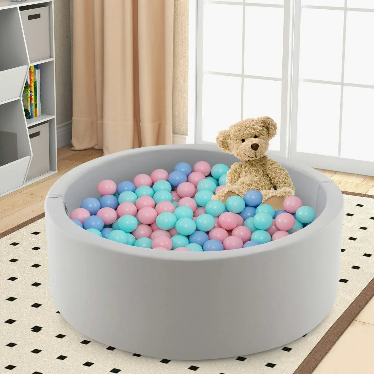 Costway Ball Pit Pool Foam Ball Pit Soft Round Ball Pit Ocean Ball