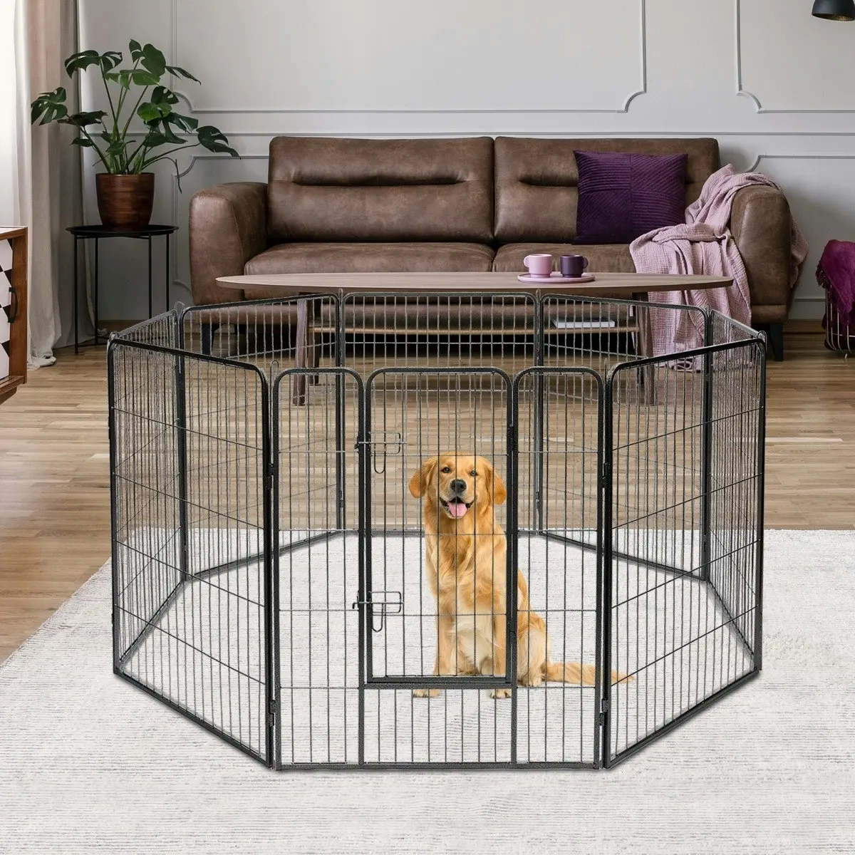 Costway Panel Exercise Dog Fence Anti-Rust Pet Playpen Folding
