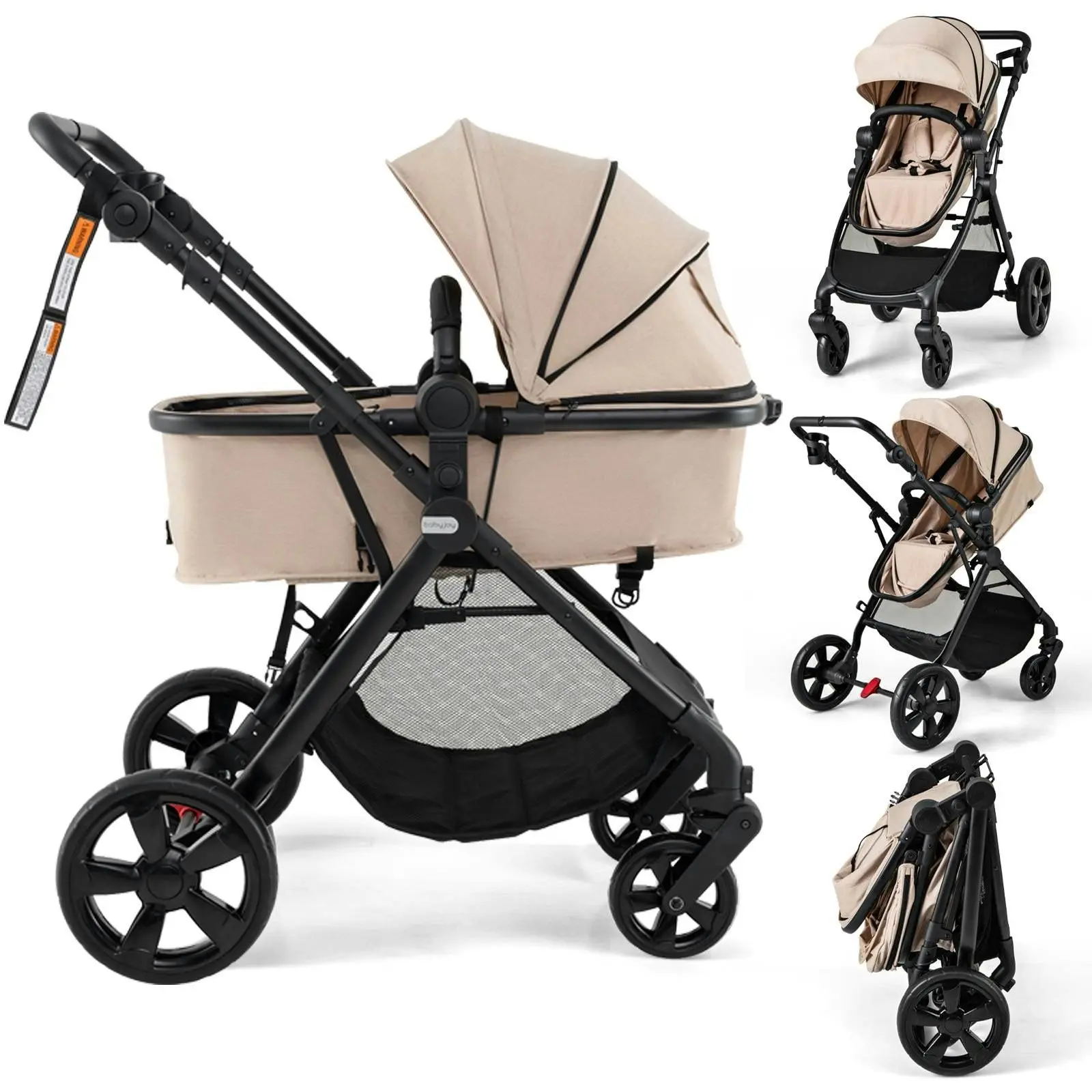 Costway 2-in-1 Convertible Baby Pram Portable Stroller Infant