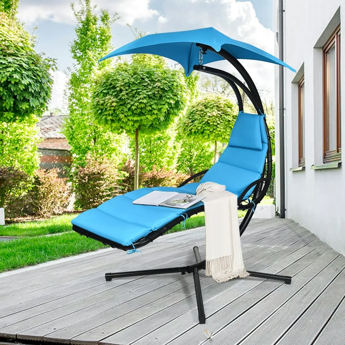 Canopy Portable Swing Chair Lounger Outsunny Free Standing Swing
