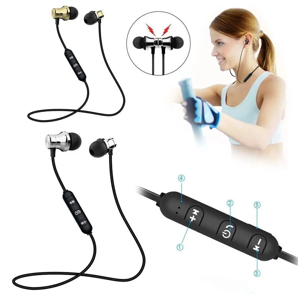 Sweatproof Wireless Bluetooth Earphones Headphones Sport Gym For