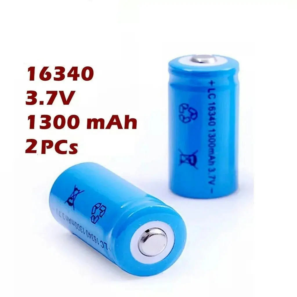 2 pcs 16340 1300mAh 3.7V CR123A Rechargeable Li-ion Lithium Battery  Flashlight | ACOS | Lasoo