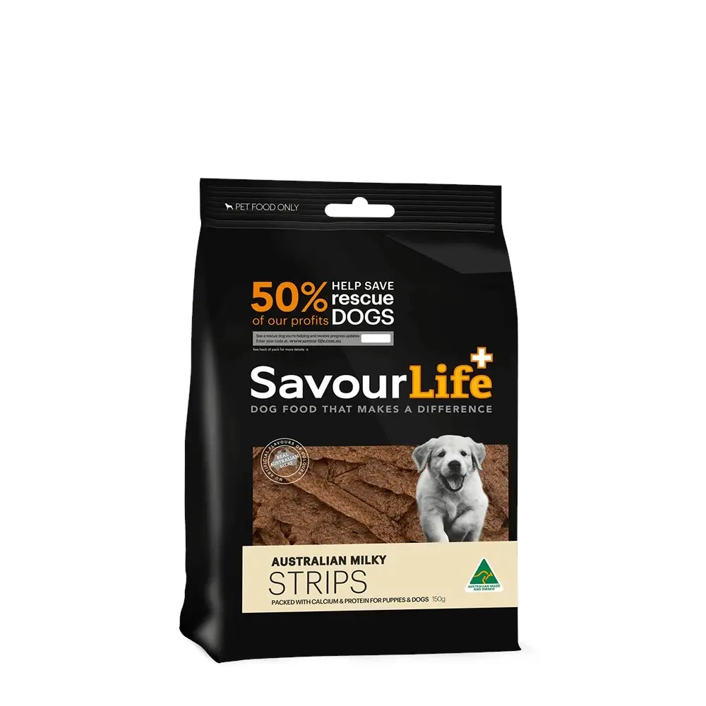 Savour Life Premium Puppy Treat Milky Strips 150g Squizzys