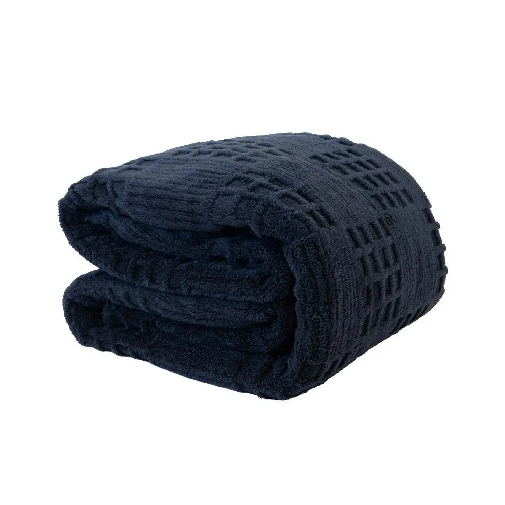 Bambury Lattice Sherpa Blanket Navy Big Bedding Lasoo