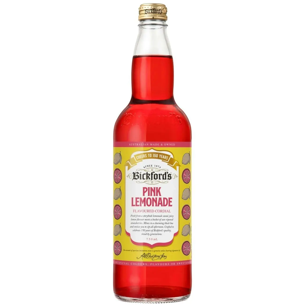 Bickford's Pink Lemonade Cordial, 750ml