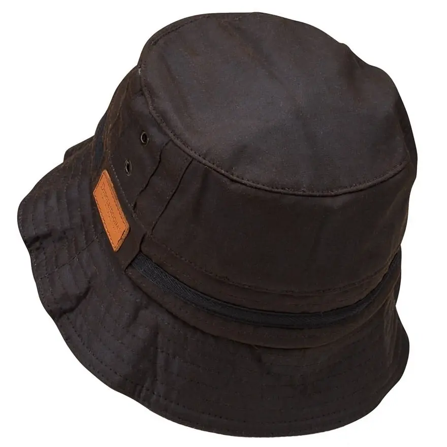 Didgeridoonas Brown Water Repellent Oilskin Fishing Bucket Hat