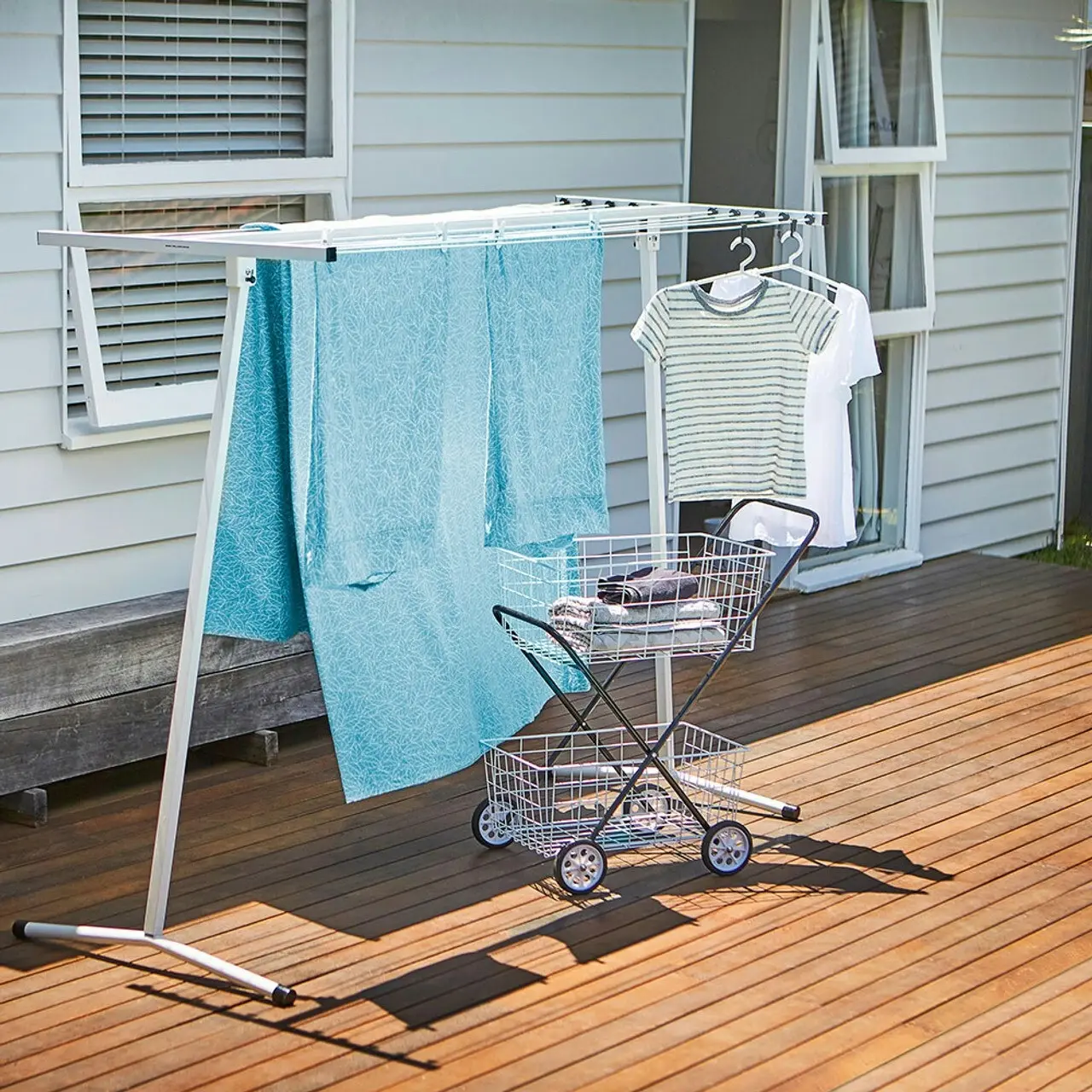 Clothes Airer Freestanding Folding Large Clothes Line White 20m