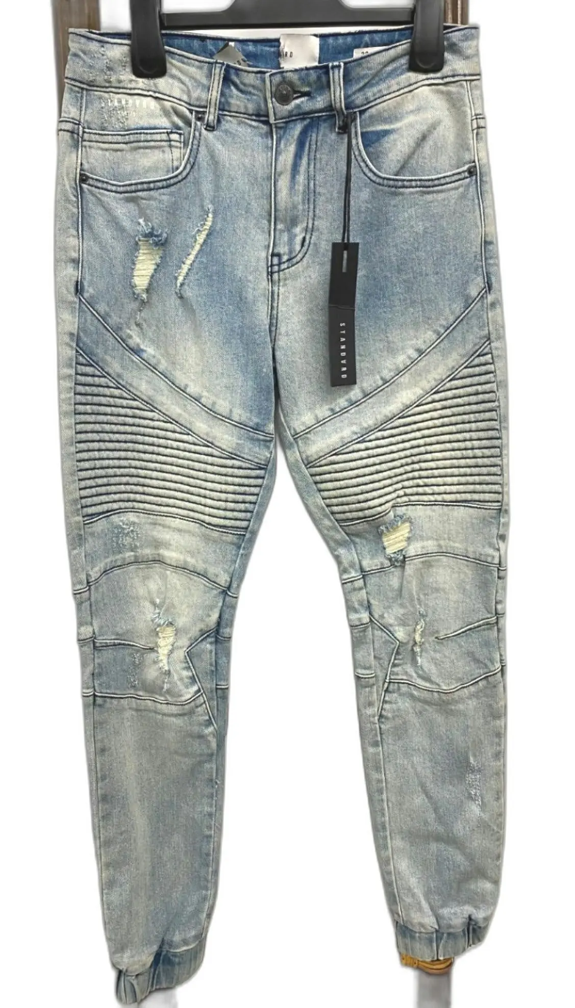 Standard Blue Cuffed Biker Skinny Jeans Mens Size 28 NEW Vinnies