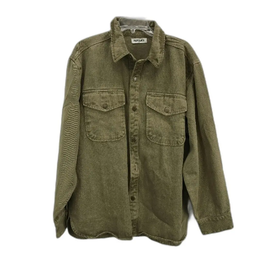 Rollas Denim Khaki Brown Trade Drill Shacket Shirt Jacket Mens