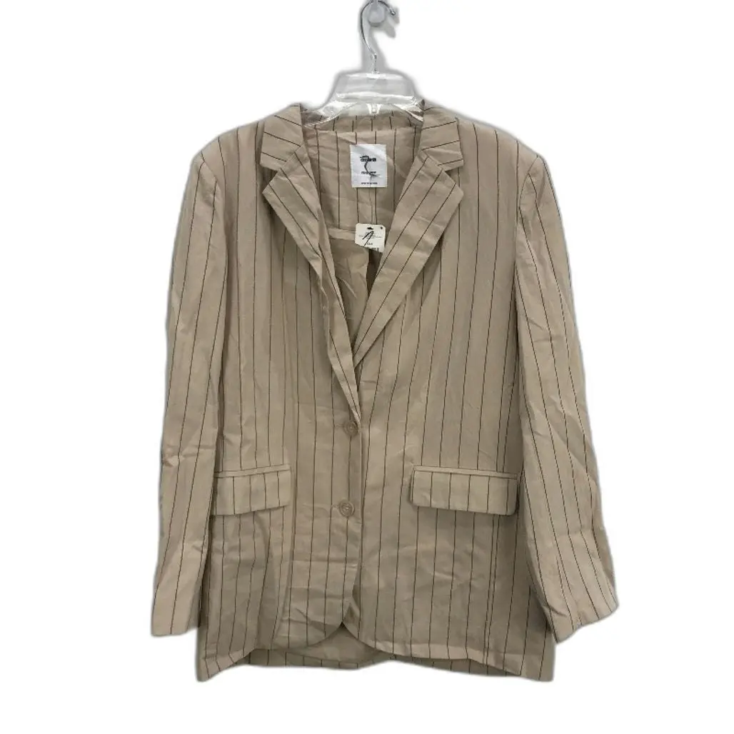 Cotton On Peta Pinstripe Stone Linen Blend June Blazer Jacket