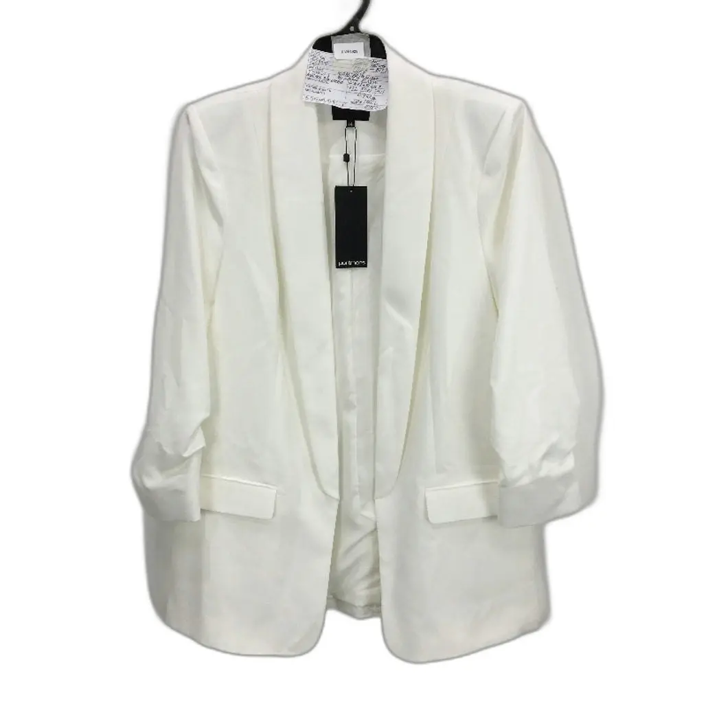 Portmans White Mi Armour Ruched 3/4 Sleeve Lightweight Open Jacket