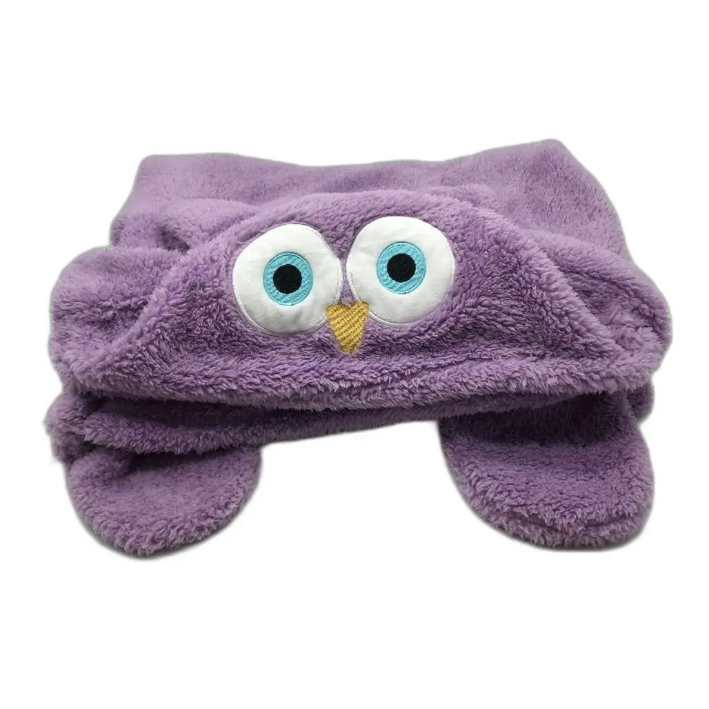 Kirkton House Kids Purple Owl Animal Hooded Soft Plush Sherpa
