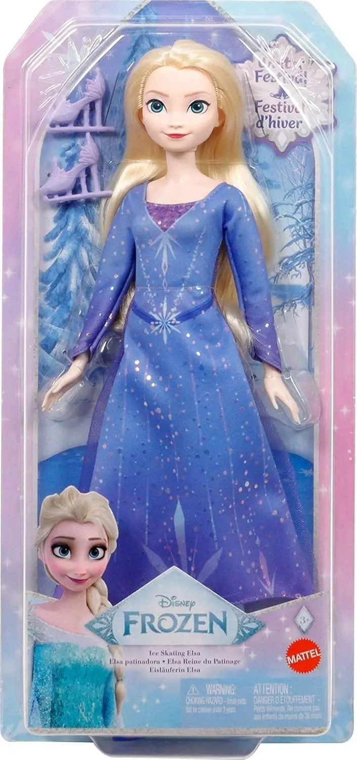 Disney Frozen Ice-Skating Elsa Fashion Doll With Skates Shoes - Main Image